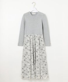 ANY SIS L 【洗える】フラワープリントドッキング ワンピース