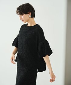 #Newans 【金子綾さんインスタライブご紹介アイテム】【洗える/セットアップ可能】ふくれジャガード パフスリーブブラウス