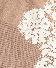 BEIGE， 【ご好評により新色追加！洗える】WILLOW / アシンメトリーレースクルーネックニット