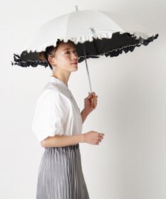 MOONBAT 【WEB限定】POLO RALPH LAUREN（ポロ ラルフローレン）晴雨兼用日傘 長傘 ワンポイントベア刺繍 フリル 一級遮光 遮熱 UV