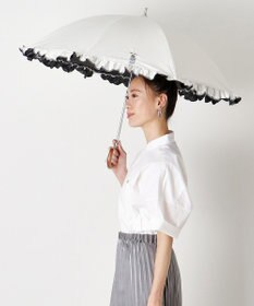 MOONBAT 【WEB限定】POLO RALPH LAUREN（ポロ ラルフローレン）晴雨兼用日傘 長傘 ワンポイントベア刺繍 フリル 一級遮光 遮熱 UV