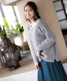 Tiaclasse 【洗える】大人可愛いワッフルニットトップス