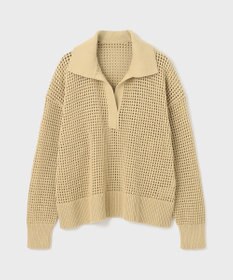 GRACE CONTINENTAL メッシュVネックニットトップ