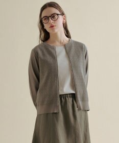 J.PRESS LADIES Lace Jacquard ニット ブルゾン モカ系