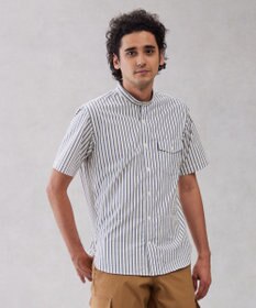 J.PRESS MEN 【クールマックス】サッカーマルチストライプ バンドカラーシャツ