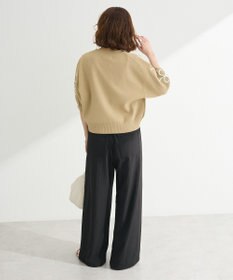 Green Parks ・ＥＬＥＮＣＡＲＥ　ＤＵＥ　ライン刺繍５分袖ニット