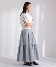 Green Parks ・ＥＬＥＮＣＡＲＥ　ＤＵＥ　ライン刺繍５分袖ニット