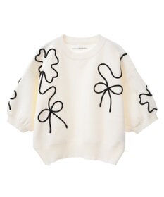 Green Parks ・ＥＬＥＮＣＡＲＥ　ＤＵＥ　ライン刺繍５分袖ニット