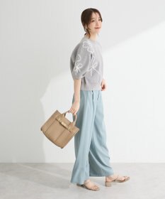 Green Parks ・ＥＬＥＮＣＡＲＥ　ＤＵＥ　ライン刺繍５分袖ニット