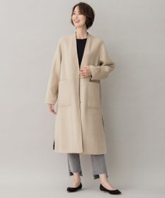 自由区 【リバーシブル】ウールリバー ノーカラーロングコート