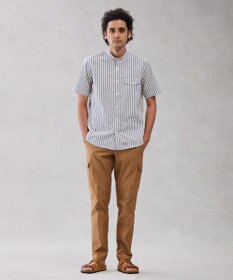 J.PRESS MEN 【クールマックス】サッカーマルチストライプ バンドカラーシャツ