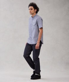 J.PRESS MEN 【クールマックス】サッカーマルチストライプ バンドカラーシャツ