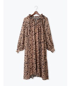 Te chichi フラワーシフォンフリルネックドレス