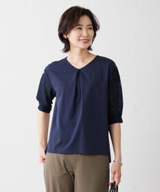J.PRESS LADIES S 【吸水速乾】レーシーコンビ Vネック カットソー