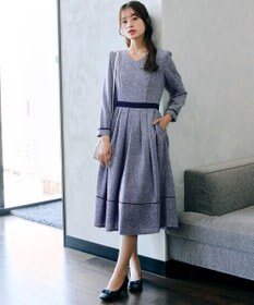 Tiaclasse 【洗える】配色パイピングフレアワンピース