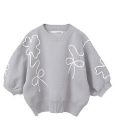 Green Parks ・ＥＬＥＮＣＡＲＥ　ＤＵＥ　ライン刺繍５分袖ニット