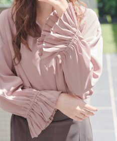 Tiaclasse L 【洗える】プリーツスリーブブラウス