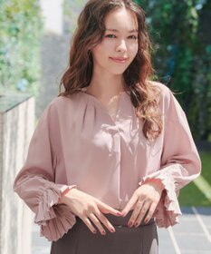 Tiaclasse L 【洗える】プリーツスリーブブラウス