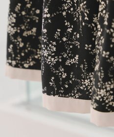 Tiaclasse 【袖が選べる・洗える】配色モノクロ花柄ワンピース