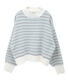 earth music&ecology マルチボーダーベロアモールプルオーバー