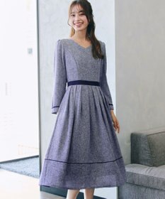 Tiaclasse 【洗える】配色パイピングフレアワンピース