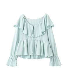 earth music&ecology 【予約】ラッフルカラーカットブラウス