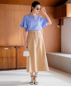 組曲 【汗ジミ防止・撥水】GIZAプレーティング天竺袖フリル カットソー