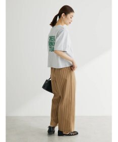 Green Parks 綿麻混タックストレートワイドパンツ