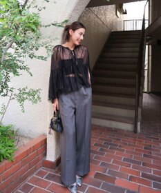 Green Parks リボンチュールデザインブラウス