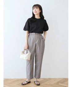 Green Parks 綿麻混バックルベルト付テーパードパンツ