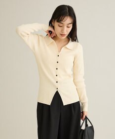 CRAFT STANDARD BOUTIQUE 襟付きコンパクトリブニットカーディガン