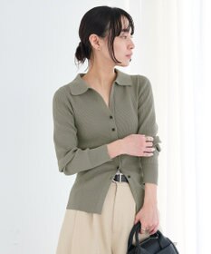 CRAFT STANDARD BOUTIQUE 襟付きコンパクトリブニットカーディガン