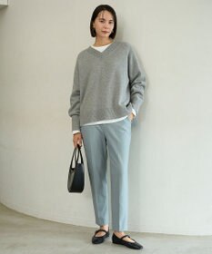 UNFILO 【ウエストゴム/14サイズ展開】beauty warm pants テーパード セージ