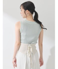 earth music&ecology ノースリーブラインニットプルオーバー