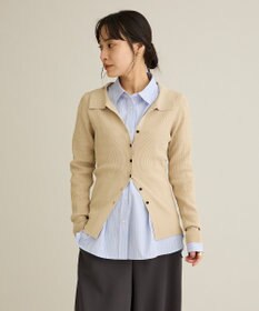 CRAFT STANDARD BOUTIQUE 襟付きコンパクトリブニットカーディガン