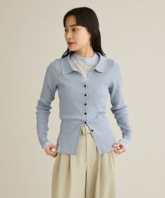 CRAFT STANDARD BOUTIQUE 襟付きコンパクトリブニットカーディガン