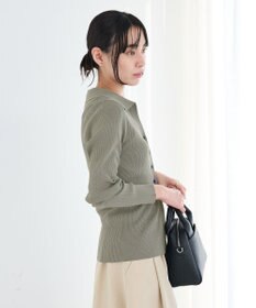 CRAFT STANDARD BOUTIQUE 襟付きコンパクトリブニットカーディガン