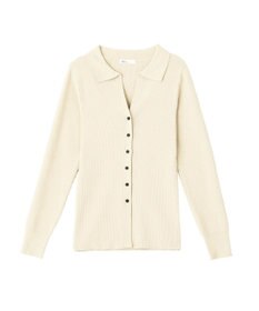 CRAFT STANDARD BOUTIQUE 襟付きコンパクトリブニットカーディガン