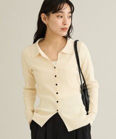 CRAFT STANDARD BOUTIQUE 襟付きコンパクトリブニットカーディガン