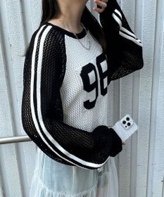 WEGO ラグランショートメッシュニット