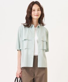 J.PRESS LADIES L 【WEB限定カラーあり・一枚で着映え】ラミーポプリン ティアード シャツ ミント系
