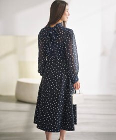 組曲 S 【前後着用可】シフォンオーガンプリント ボウタイワンピース