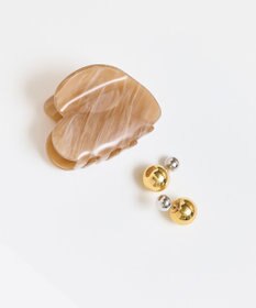 Phoebe <オンワード限定セット>マーブルハートバンスクリップ×メタルボールバックキャッチピアス
