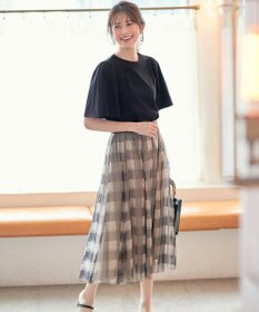 ANY SIS 【UVケア】プレーティングジャージー フレアスリーブ カットソー