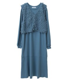 Green Parks ＳＥＴ２点ベスト＋配色ステッチワンピース