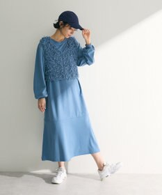 Green Parks ＳＥＴ２点ベスト＋配色ステッチワンピース