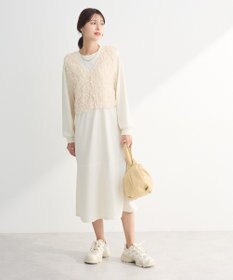 Green Parks ＳＥＴ２点ベスト＋配色ステッチワンピース