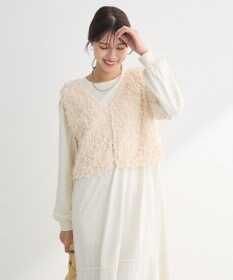 Green Parks ＳＥＴ２点ベスト＋配色ステッチワンピース