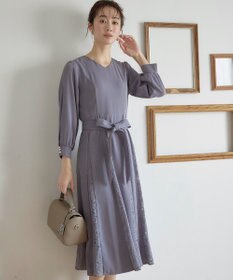 Tiaclasse L 【洗える】レース切り替えフレアワンピース