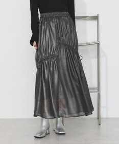 earth music&ecology シャイニーアシンメトリーギャザースカート